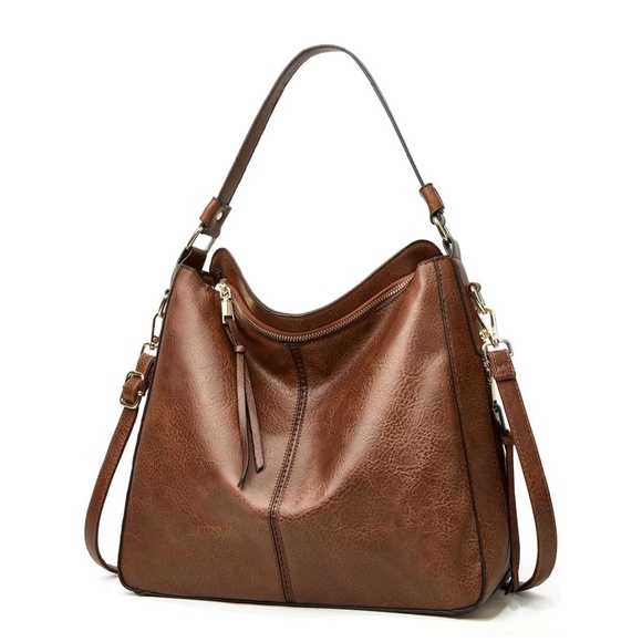 Vegan leather Hobo Tote Shoulder bag Wristlet set - Picture 7 of 8